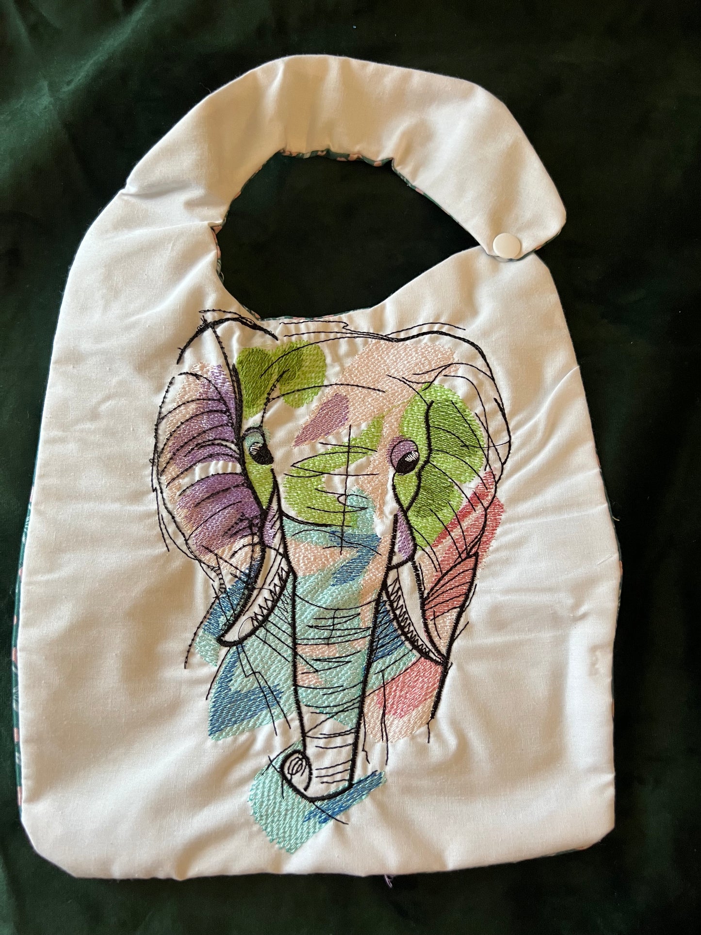 Embroidered Elephant Baby Bib