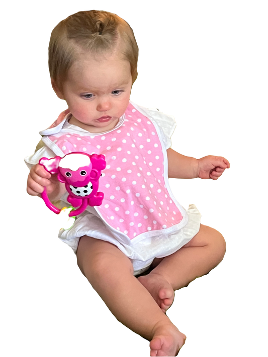 Pink Poke a Dot White Dots Bib